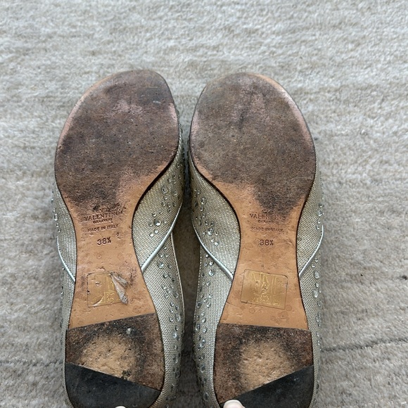 Valentino Garavani flats silver mesh fabric with silver crystals, EUC, 38.5 EU - Picture 5 of 5